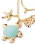 Collana girocollo doppia linea a catena con pendente a tartaruga smaltata verde acqua - Mya Accessories