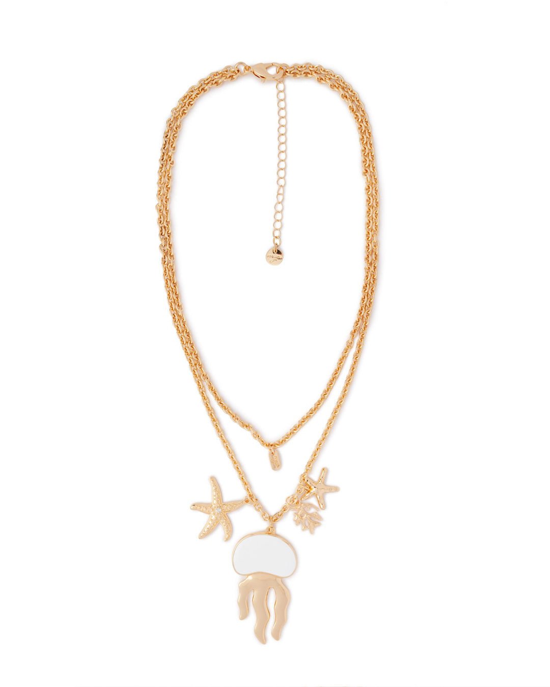 Collana girocollo doppia linea a catena con pendente a medusa smaltata bianca - Mya Accessories