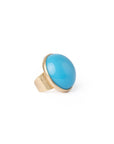 Anello a fascia regolabile con pietra circolare in resina azzurra - Mya Accessories