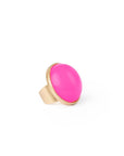 Anello a fascia regolabile con pietra circolare in resina fucsia - Mya Accessories