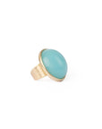 Anello a fascia regolabile con pietra circolare in resina celeste - Mya Accessories