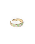 Anello in ottone regolabile con triangoli smaltati bianchi e verdi - Mya Accessories
