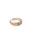 Anello in ottone regolabile con triangoli smaltati multicolore - Mya Accessories