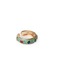 Anello in ottone regolabile smaltato verde acqua con zirconi multicolore - Mya Accessories