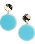 Orecchini circolari pendenti in acrilico celeste - Mya Accessories