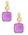 Orecchini in metallo pendenti in acrilico trasparente base quadrata viola - Mya Accessories