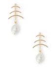 Orecchini in metallo a lisca di pesce con perla vetro bianca - Mya Accessories