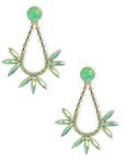 Orecchini chic pendenti in metallo, con pietre in vetro verde salvia - Mya Accessories