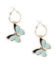 Orecchini a cerchio con ciondolo pendente a farfalla smaltato verde acqua - Mya Accessories