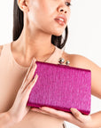 Borsa clutch tessuto increspato fucsia - Mya Accessories