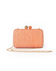 Borsa clutch clic clac in paglia intrecciata color salmone - Mya Accessories