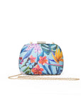 Borsa clutch con stampa floreale su fondo azzurro - Mya Accessories