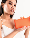 Borsa clutch clic clac tessuto arancio fluorescente - Mya Accessories