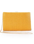 Borsa clutch senape con chiusura in metallo oro - Mya Accessories