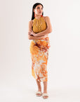Pareo in cotone indiano con stampa marina sui toni dell'arancio - Mya Accessories