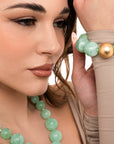 Bracciale elastico con sfere in acrilico verde - Mya Accessories
