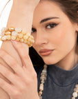 Bracciale elastico a tre linee in acrilico tono bianco - Mya Accessories