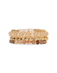 Bracciale elastico multilinee con pietre in vetro tono beige - Mya Accessories