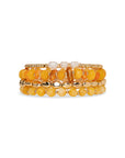 Bracciale elastico multilinee con pietre in vetro tono giallo - Mya Accessories