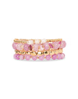 Bracciale elastico multilinee con pietre in vetro tono rosa - Mya Accessories