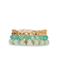 Bracciale elastico multilinee con pietre in vetro verde acqua - Mya Accessories