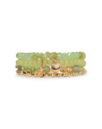 Bracciale elastico multilinee con pietre in vetro verde - Mya Accessories