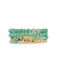 Bracciale elastico multilinee con pietre in vetro verde acqua - Mya Accessories