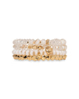 Bracciale elastico multilinee con pietre in vetro bianche - Mya Accessories