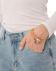 Bracciale a maglia con inserto pietra in acrilico ambra - Mya Accessories