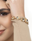 Bracciale in metallo a sfere concave con pietre crystal - Mya Accessories