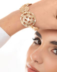 Bracciale con inserti circolari traforati in metallo graffiato - Mya Accessories