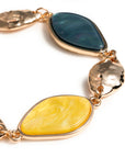 Bracciale in metallo con inserti in acrilico giallo e blu - Mya Accessories