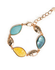 Bracciale in metallo con inserti in acrilico giallo e blu - Mya Accessories