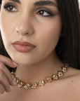 Collana girocollo con fiori metallo pietre crystal - Mya Accessories