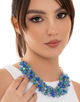 Collana girocollo a catena con micro cristalli tono blu - Mya Accessories