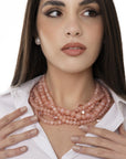 Collana multi filo con sfere in acrilico e vetro tono pesca - Mya Accessories