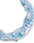Collana multi filo con sfere in acrilico e vetro tono azzurro - Mya Accessories