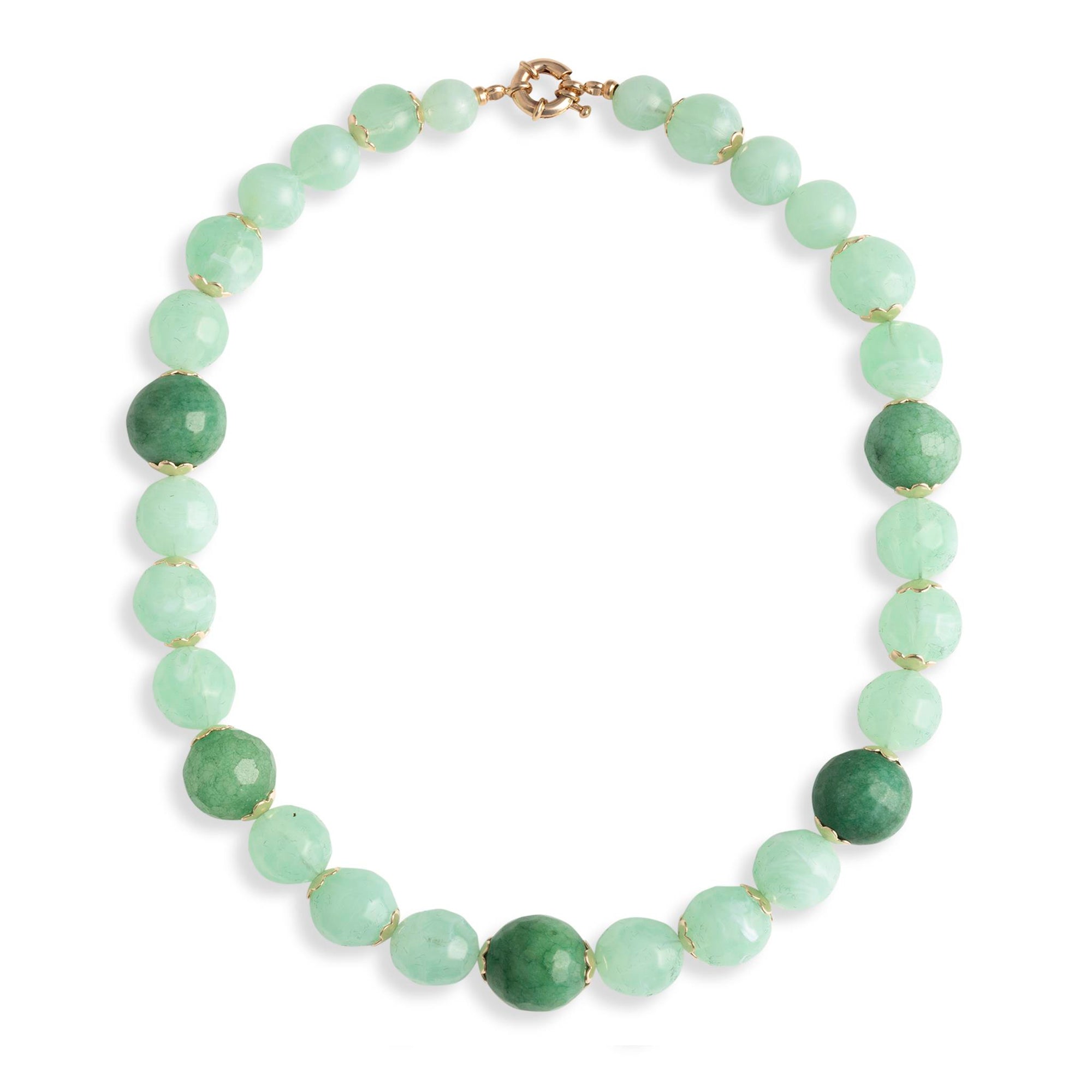 Collana girocollo con sfere ina crilico e pietre dure tono verde - Mya Accessories