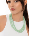Collana a tre linee con pietre in acrilico trasparente verdi - Mya Accessories