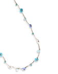 Collana lunga con pietre a fiorellini in vetro tono azzurro - Mya Accessories