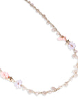 Collana lunga con pietre a fiorellini in vetro tono rosa - Mya Accessories