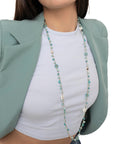 Collana lunga con inserti stelle e fiori in vetro tono turchese - Mya Accessories