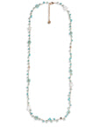 Collana lunga con inserti stelle e fiori in vetro tono turchese - Mya Accessories