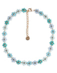 Collana girocollo con fiorellini in micro cristalli azzurri - Mya Accessories