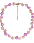 Collana girocollo con fiorellini in micro cristalli rosa - Mya Accessories