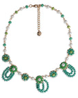 Collana girocollo in ottone con micro cristalli a fiori verdi - Mya Accessories