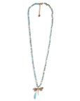 Collana lunga con micro cristalli turchesi, pendente a libellula in metallo - Mya Accessories