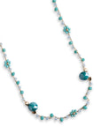 Collana lunga in filo di cotone con micro cristalli turchese - Mya Accessories