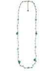 Collana lunga in filo di cotone con micro cristalli turchese - Mya Accessories
