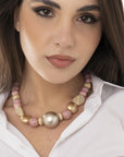 Collana girocollo con sfere rosa antichizzate - Mya Accessories